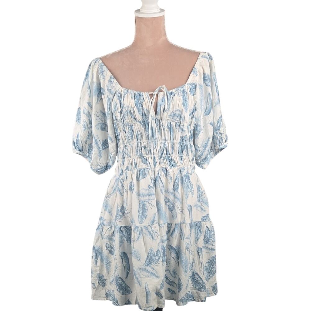 NWT Elan Blue Lima Bubble Sleeve Dress Size Medium